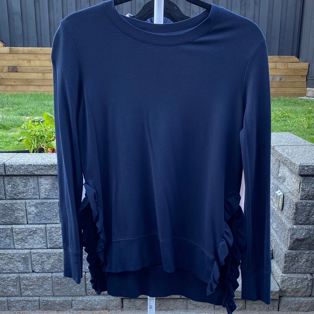 Stella & Dot Navy Ruffle Detail Sweatshirt